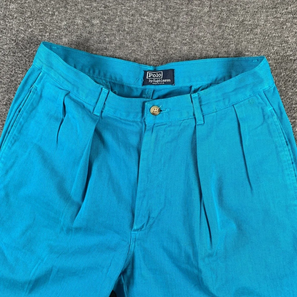 Vintage Polo Ralph Lauren Double Pleat Pants Men 31x35 Blue Old Money 90's USA